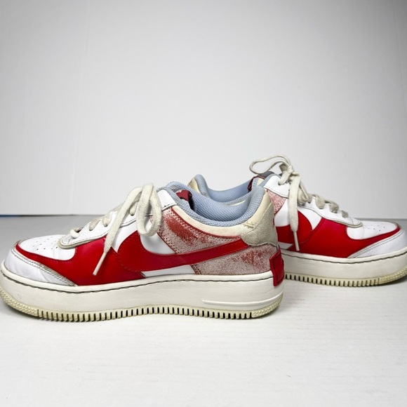 Nike Air Force 1 Shadow 'Cracked Leather' Basketball Sneaker Red/White/Blue W 8 - Picture 9 of 10